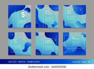 Template of tips for healthy lifestyle with abstract blue background