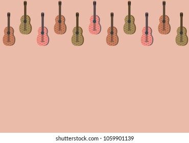 Template with a top border of acoustic guitars