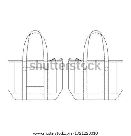 Template tote bag pocket vector illustration flat sketch design outline