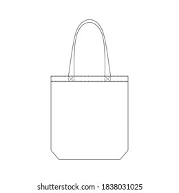 Template tote bag vector illustration flat design outline clothing collection