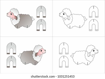 template toy sheep made of paper