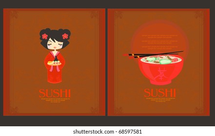 template of  traditional Japanese food menu