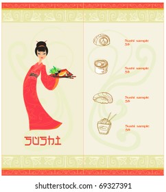template of traditional Japanese food menu