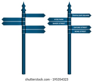 Template of traditional London UK City Signboards as vector illustration. EPS10.