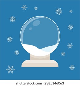 La plantilla de una esfera de vidrio transparente con un deslizamiento de nieve blanco para decorar regalos navideños está hecha de colores claros. Vector