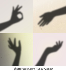 Template Transparent Hand Shadows Vector Illustration. Editable Background Design for Brand Social Media, Advertising Banners and Mockups