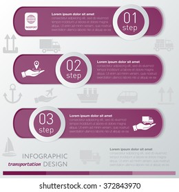 Template transportation infographic or website layout. infographic elements with icon and steps