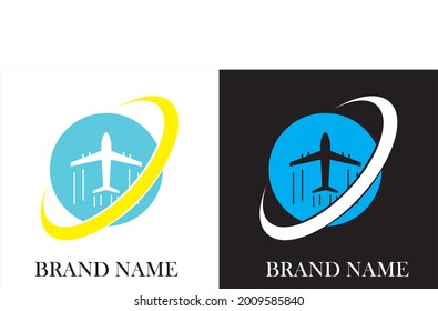 Template Travel Logo Vector with plane for Brand , Tour And Travel business,flat design tour travel agent,airways logo,tourism company logo