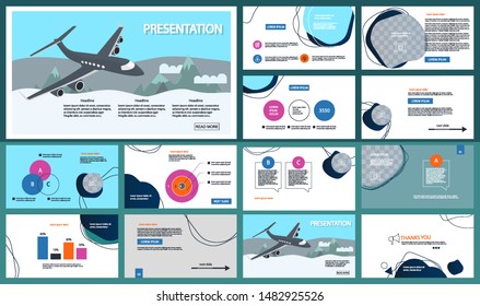 Template for travel presentations. Multicolored and Abstract elements on a different background. Presentation slide, flyer leaflet, brochure cover, report, marketing and banner