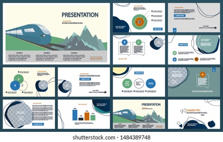 Template for travel presentations. Multicolored and Abstract elements on a different background. Presentation slide, flyer leaflet, brochure cover, report, marketing and banner