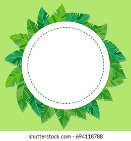 Template with tropical leaves and space for text