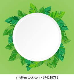 Template with tropical leaves and space for text