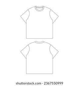 template t-shirt boxy vector illustration flat design outline clothing collection