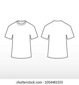 Template t-shirt. T-shirt with short sleeve. Front and back views. Vector illustrations.