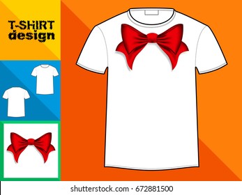 Template T-shirt with an trendy design: red bow.