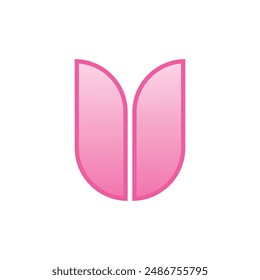 template tulip flower logo and icon design on a white hanging paper piece.