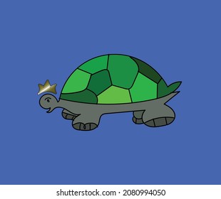 logotipo de tortuga de plantilla con corona dorada
