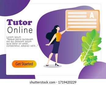 Template of Tutor online.The flat design concept.Vector illustration