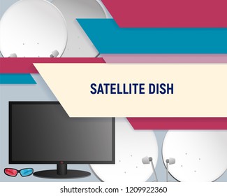 Template TV and satellite dishes. Vector illustration. Modern equipment.