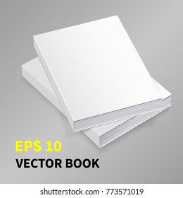 Template of two books with blank cover. Lying on the surface In the perspective. Realistic image. On a gray background. Isolated object for design. Â  Vector illustration.