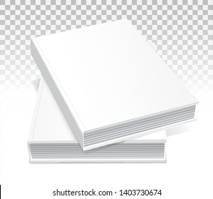 Template of two books in hardcover. The first vertical front view. Layout for your business, creative illustration. Isolated on transparent background. Vector