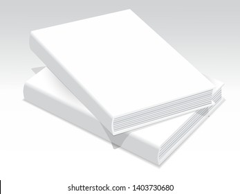 Template of two books in hardcover. The first vertical front view. Layout for your business, creative illustration. Isolated on transparent background. Vector