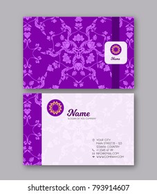 A template for the two sides of the  business card, decorated with traditional Thai ornaments. Stock vector illustration.

