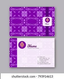 A template for the two sides of the  business card, decorated with traditional Thai ornaments. Stock vector illustration.

