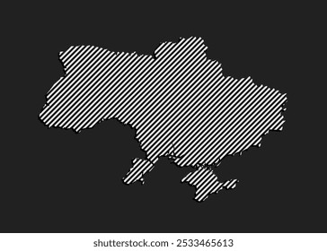 Template Ukraine map from grey diagonal lines isolated on background. Europe country for pattern, design, illustration, infographic. Abstract concept parallel lines of silhouette map Ukraine
