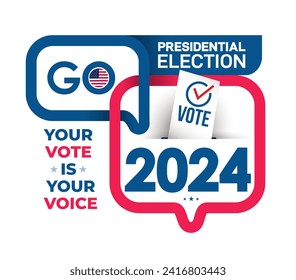 Template USA 2024 Presidential Elections Event Banner, card, poster design, site. Presidential Elections 2024 Banner with American design and typography background. Vote day, November 5. US Election.