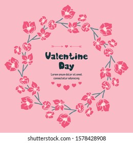 Template valentine day, with leaf flower frame texture. Vector