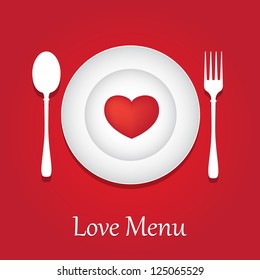 Template for Valentine day. Restaurant Menu Card Design.