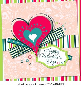 Plantilla tarjeta de saludo de San Valentín, ilustración vectorial