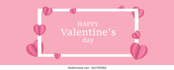 template for valentines day with  frame, red heart shaped . design for poster, flyer, greeting card.