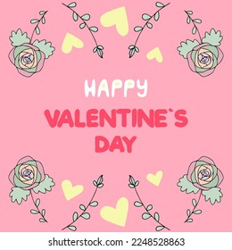 Template for Valentine's Day holidays.Vector illustration Happy Valentine's Day template with roses and heard. Use it as a greeting card, an app, a banner design, or even for a website.