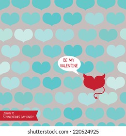 template for valentine's day party  with one devil heart, vector illustration