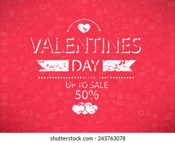 Template valentines day up to sale 50% card and banner.