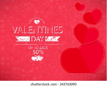 Template valentines day up to sale 50% card and banner.