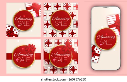 Template Valentines design. Post for social media. Stories design layout. Trendy editable template. Valentine card design. Spring sale. Beautiful post for social media.