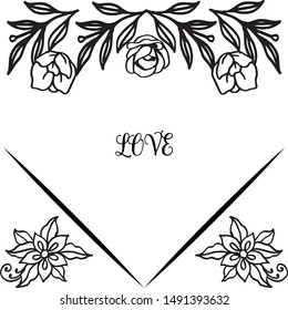Template of various card love romantic, with artwork of wreath frame elegant. Vector