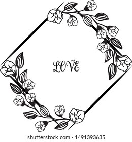 Template of various card love romantic, with artwork of wreath frame elegant. Vector