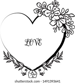 Template of various card love romantic, with artwork of wreath frame elegant. Vector