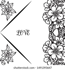 Template of various card love romantic, with artwork of wreath frame elegant. Vector