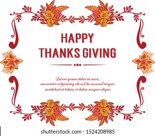 Template of various card thanksgiving, with art of elegant autumn leaf flower frame. Vector