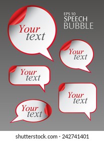 Template. Vector Abstract Geometrical Design. Red speech bubbles set with curved corner