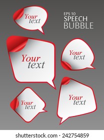 Template. Vector Abstract Geometrical Design. Red Speech bubbles set with curved corner