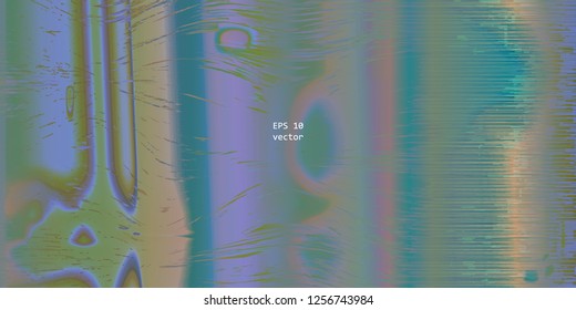 Plantilla de fondo vectorial con colores neones holográficos con efecto VHS de destello de pantalla.  Error en la señal de TV. Estilo Hipster.