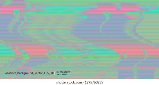 Template Of A Vector Background With Holographic Neon Colors With Screen Glitch VHS Effect.  TV Signal Fail. Hipster Style.