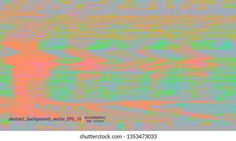 Template of a vector background with holographic neon colors with screen glitch VHS effect.  TV signal fail. Hipster style.