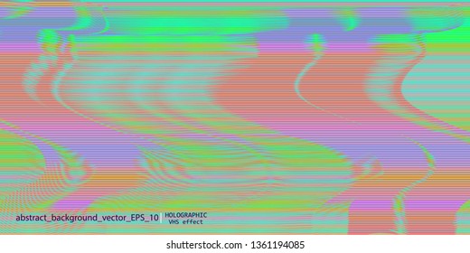 Template of a vector background with holographic neon colors with screen glitch VHS effect.  TV signal fail. Hipster style.